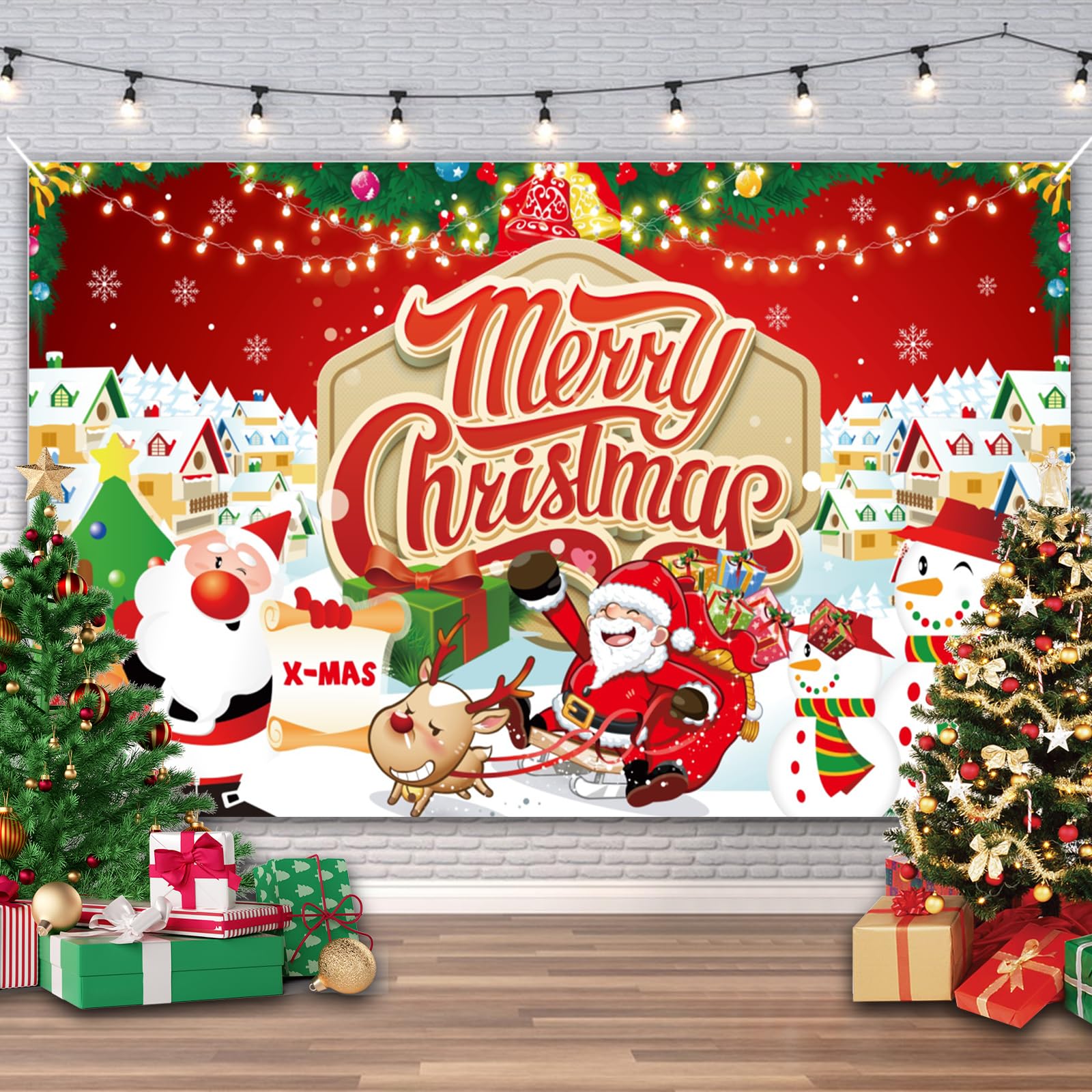 Auliuse Christmas Backdrop Banner for Party Decoration Merry Christmas Background for Winter New Year & Xmas Eve Family Party Supplies - Image 4