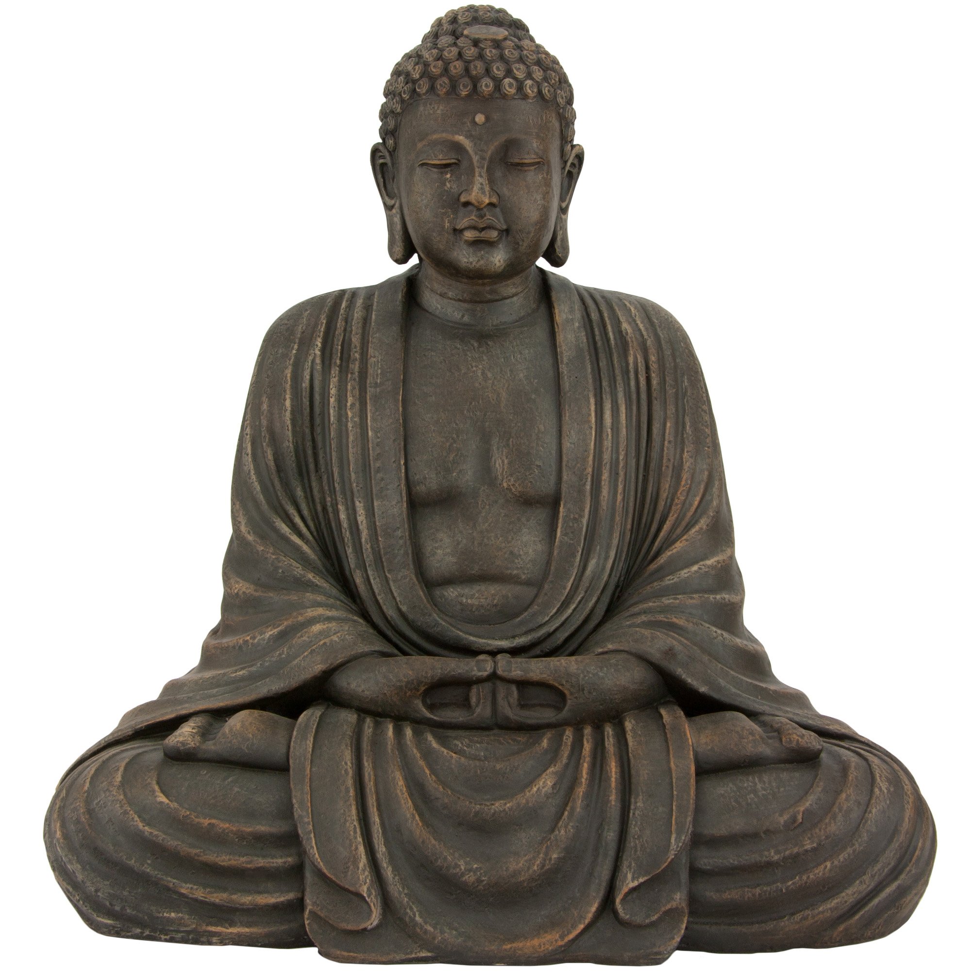Red Lantern 29.5-inch Gray Japanese Buddha statue