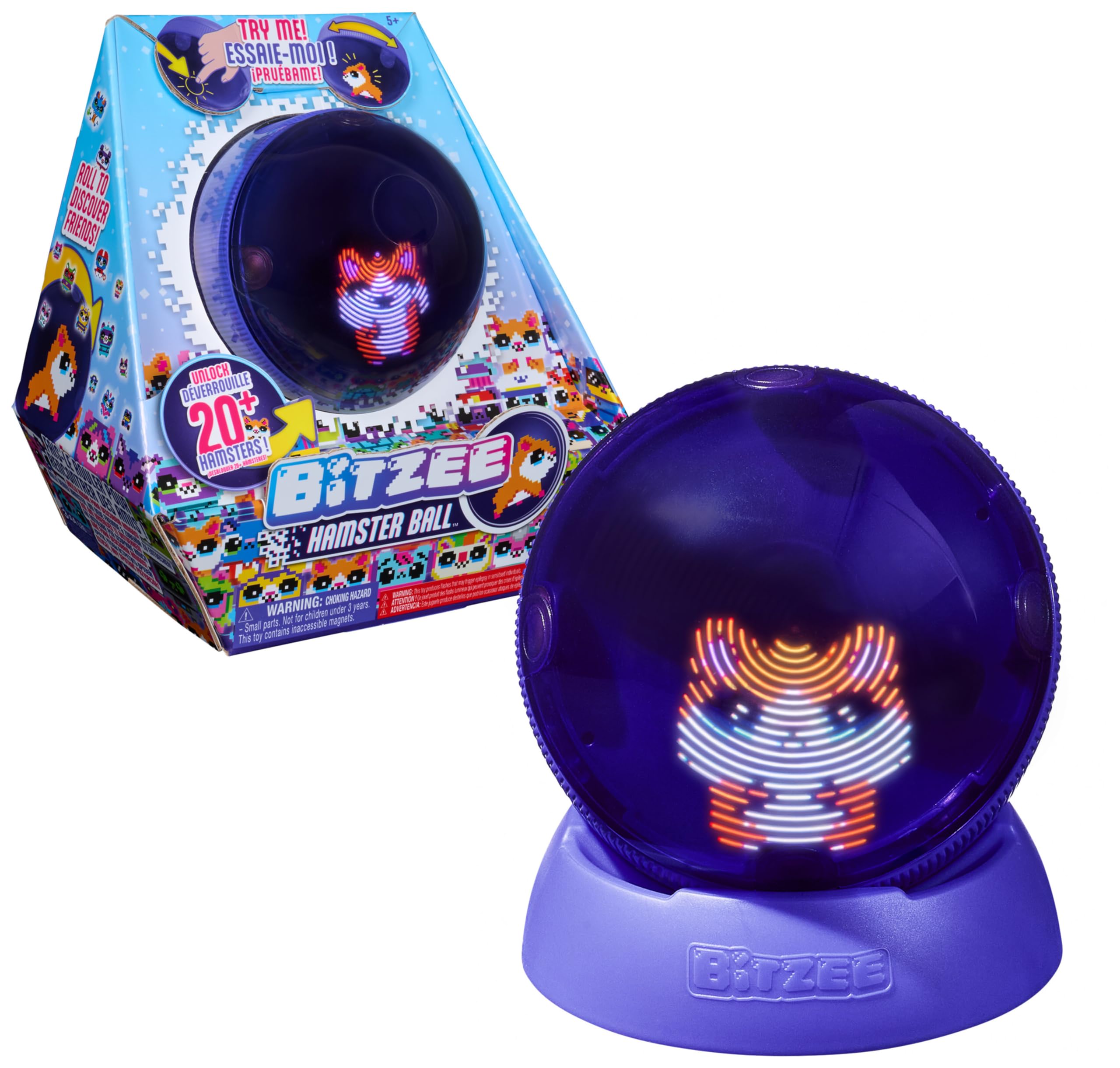 Bitzee - Mascota Digital Hamster Ball - Mascota Virtual con 20 Hamsters - Mascota Interactiva Que Rueda y Reacciona al Tacto con Interacciones y Sonidos - Juguetes Niños 5 Años +