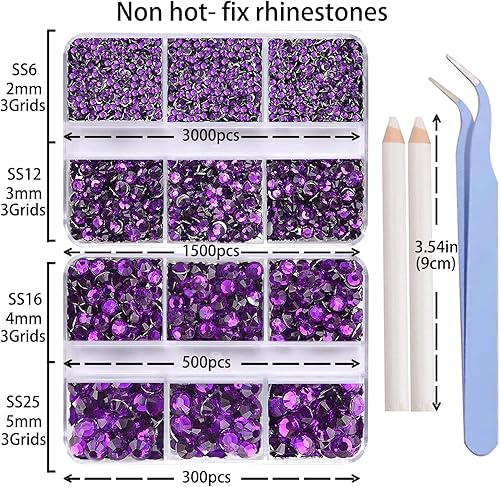 Miniatura 8 de Juego de 5300 piezas de diamantes de imitación redondos de resina de color amarillo dorado no termofijo, 4 tamaños mixtos (0.079 a 0.197 pulgadas)