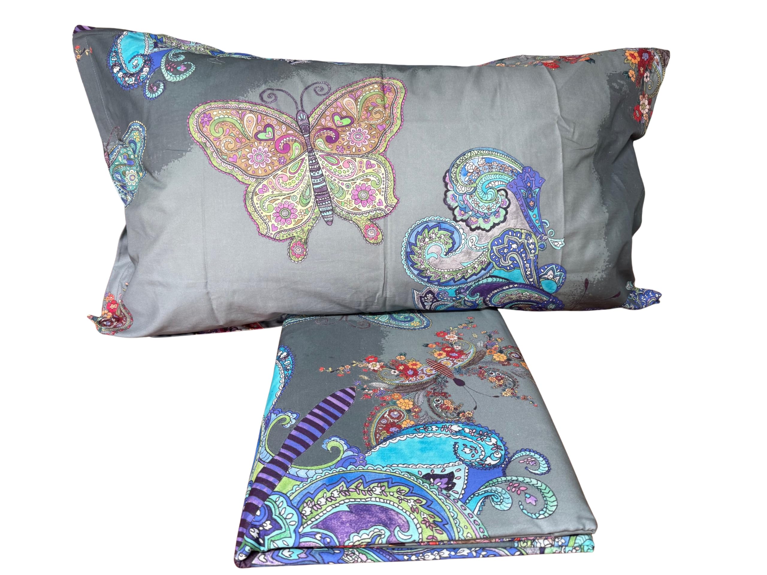 Parure de lit simple en percale de coton haut de gamme gris