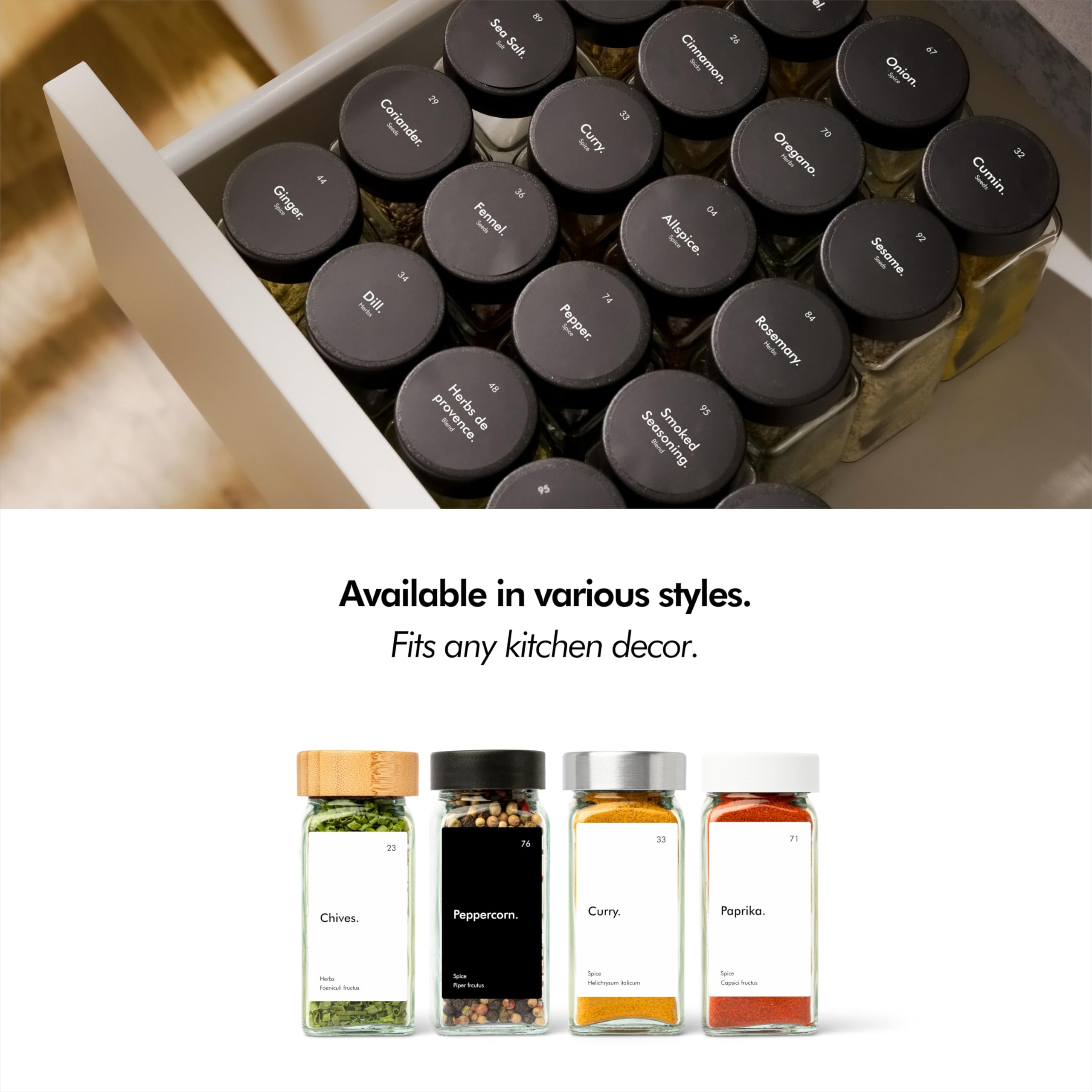 Set 24 Barattoli Spezie Con Coperchio Legno - 120 Ml + 240 Etichette Impermeabili - Foto 8