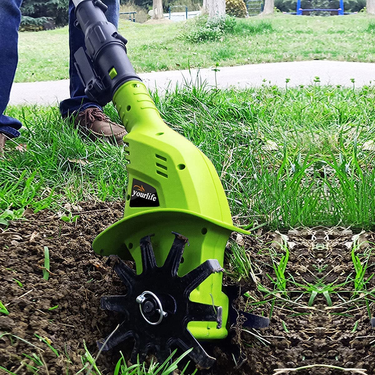 Rototiller eléctrico inalámbrico portátil de 20V for Jardines y parcelas de Verduras con cultivador de Suelo eléctrico de Empuje Manual