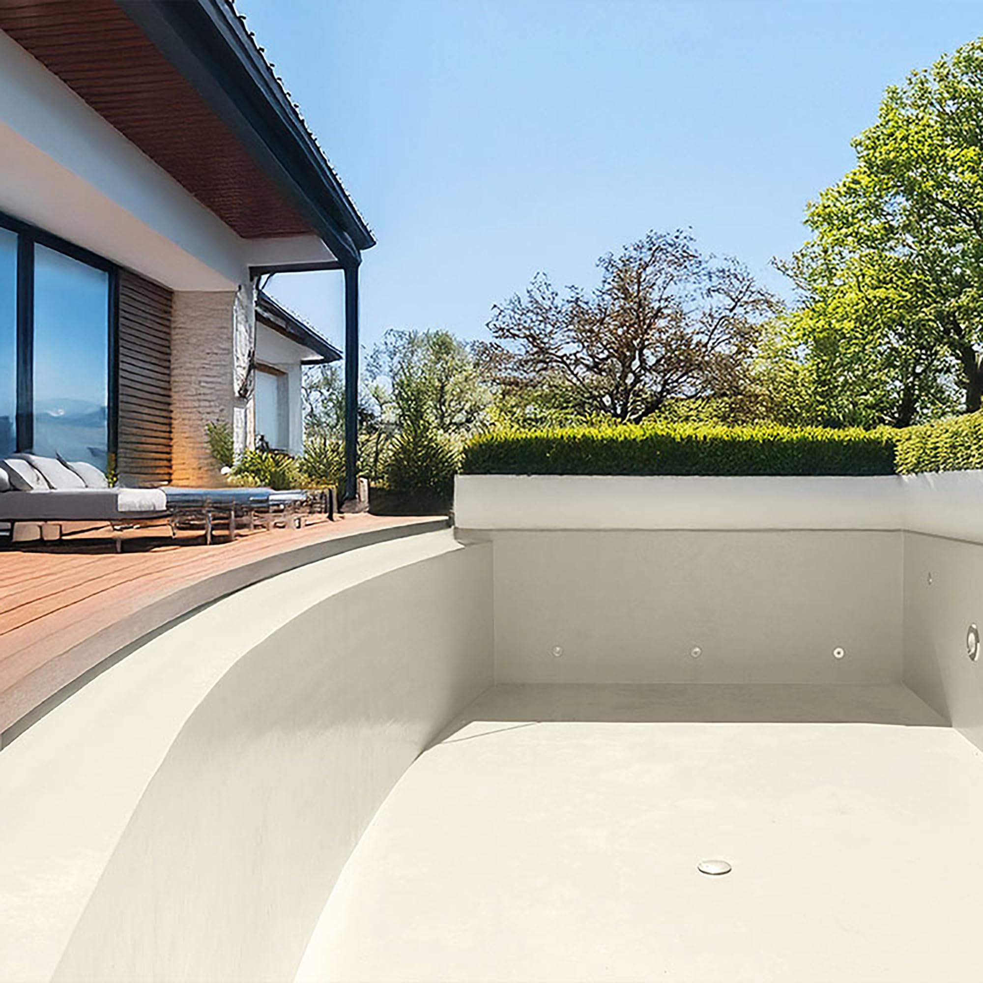 EPODEX Pittura per Piscina, resistente ai raggi UV, elastica e durevole, 2K PU Paint, per piscine in calcestruzzo, cloro e acqua salata, Opaca, 2kg – copre 9m² (2 mani) - Avorio Pastel