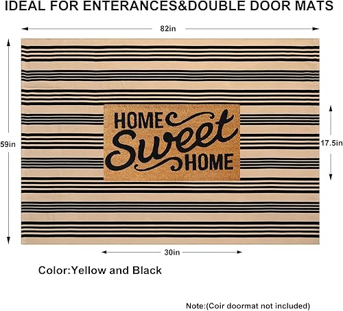 Vista 94 de Tapete Kimode de algodón, a cuadros, color negro y blanco, lavable, para porche, entrada, cocina