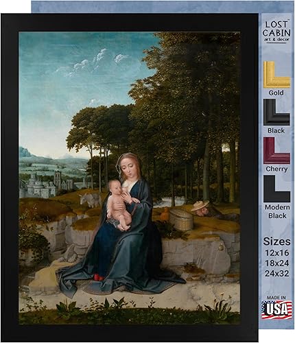 Lost Cabin The Rest on the Flight Into Egypt por Gerard David  Impresión en marco biselado negro  Reproducción de pinturas de obras de arte finas