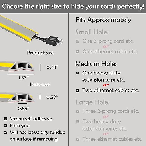 Miniatura 10 de Rubber Bond Protector de cable de piso  Fundas de cable autoadhesivas fuertes para cables  Cubiertas de cable de extensión de perfil bajo para suelo
