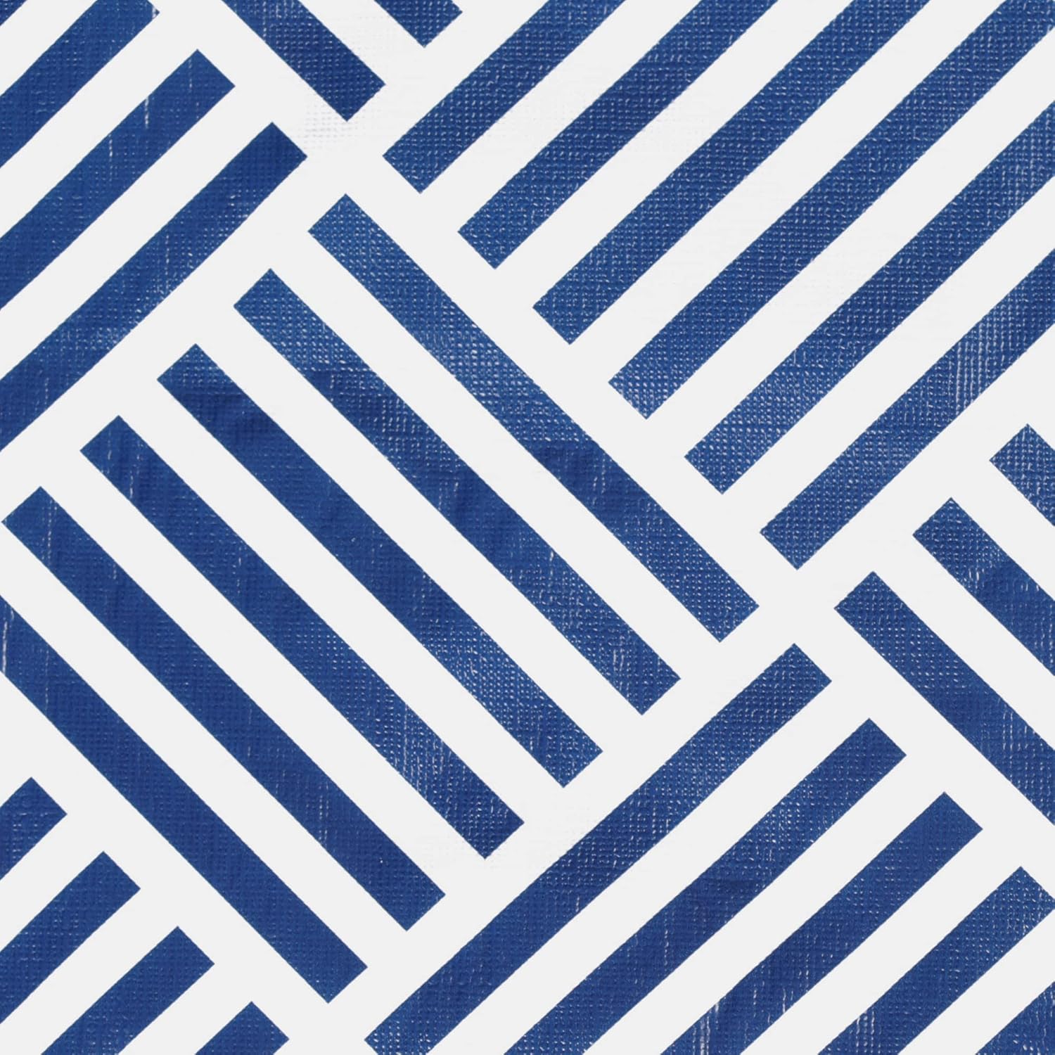 Navy and White Vinyl Round Tablecloth with Flannel Backing