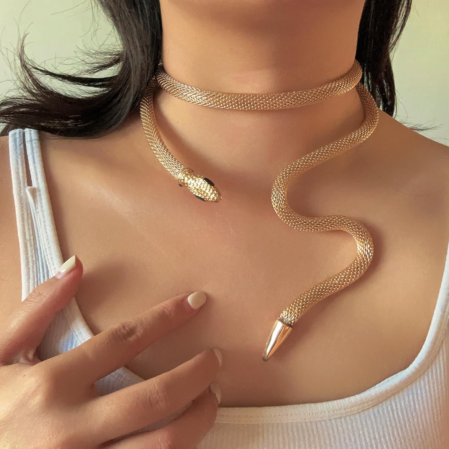 LAKIYOYO Bendable Snake Bracelet for Women Adjustable Punk Snake Choker - Flexible Multi-Purpose Medusa Necklace Hollween Jewelry - Image 3