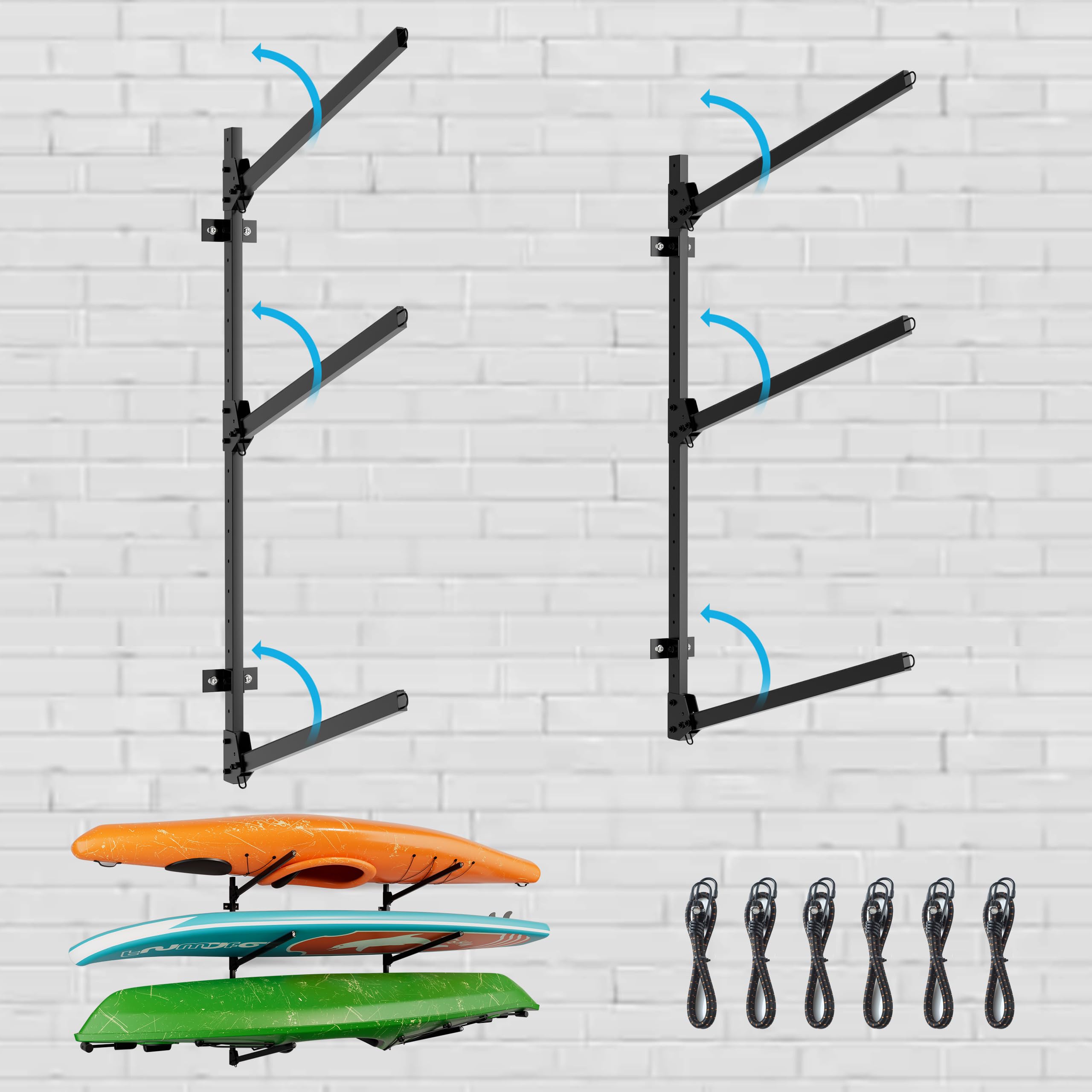 3-Tier Heavy Duty Kayak Storage Rack, Garage SUP Wall Mount