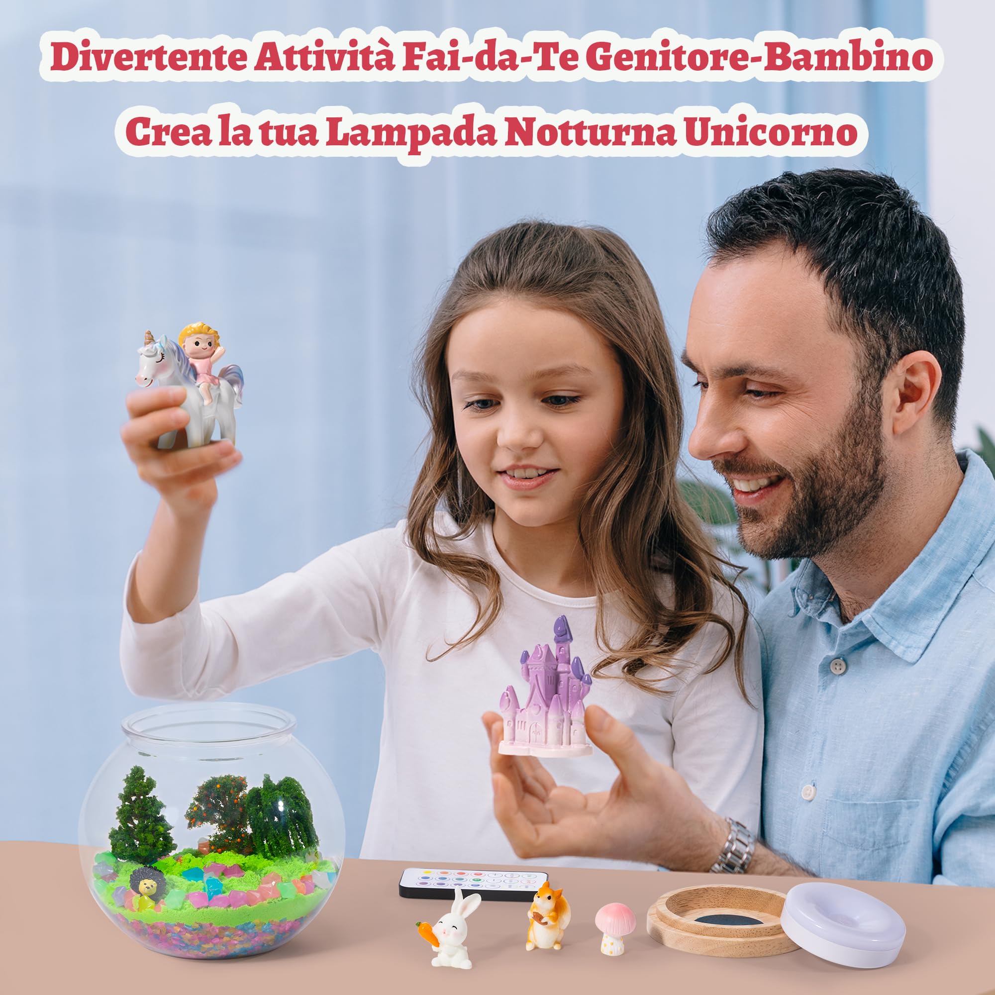 Regalo Unicorno per Bambina - Giochi per Bambina - Kit terrario Unicorno per Ragazza - Luce notturna LED ricaricabile - Giocattoli e Regali compleanno per bambine di 4, 5, 6, 7, 8, 9, 10 anni