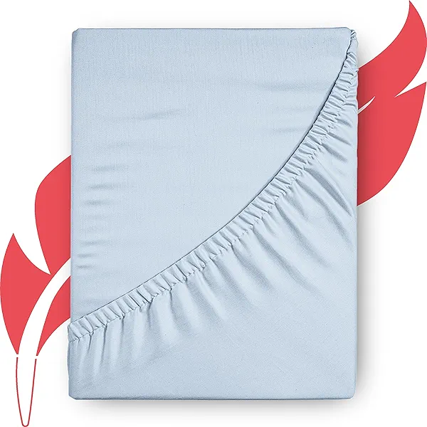 Ashton Sheets Luxury Egyptian Cotton Full Fitted Sheet Only - High-Thread-Count Full Size Fitted Sheet, Soft, Cooling, Sateen Hotel Quality Bottom, Fits Upto 18" Deep Pocket Mattress - Light Blue