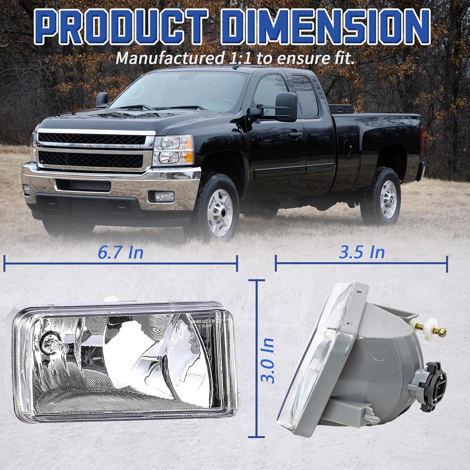 VPIMOZO Fog Lights Clear Lens Compatible with 2007 2008 2009 2010 2011 2012 2013 2014 Chevy Silverado 07-13 Avalanche/Suburban 07-15 Tahoe 2015 Suburban With Bulbs Fog light kit 1 Pair