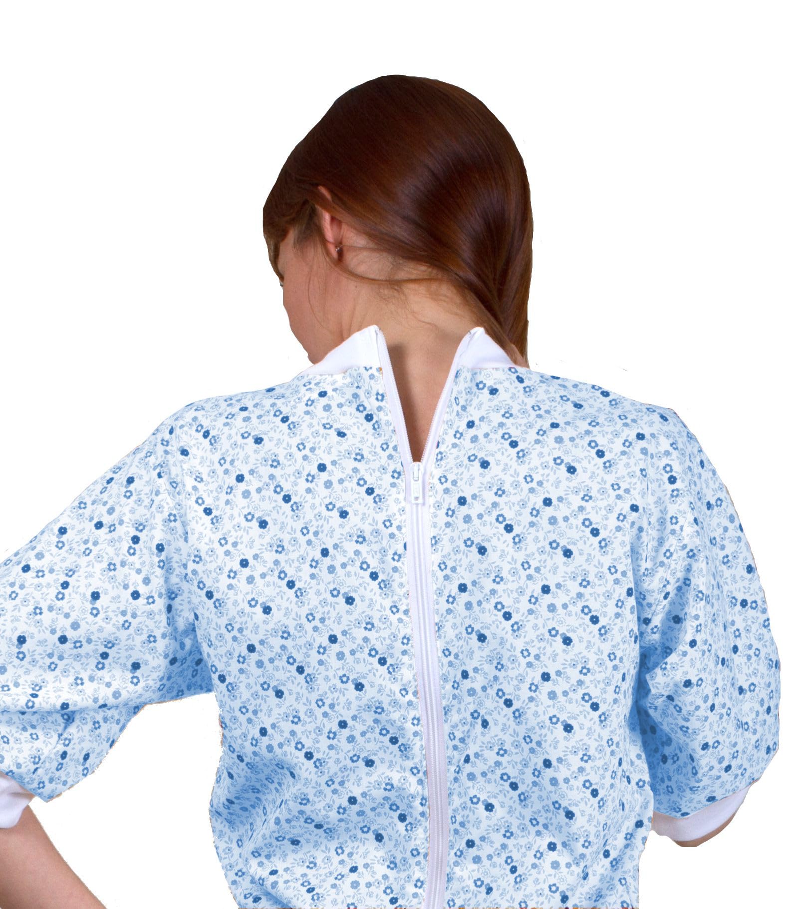Grenouillère Adulte éco JC/MC - Fleurette Bleu, Taille 5 (52/54)