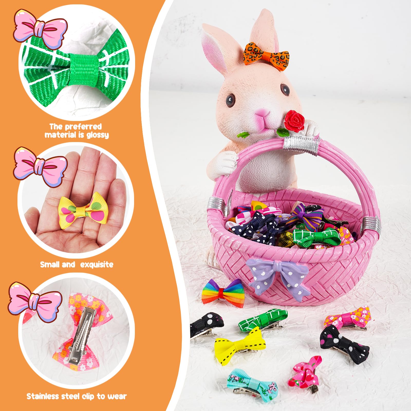 Chenkou, set di 50 fiocchetti per cani, da attaccare al pelo, con clip, per decorare il cane, colori e fantasie miste (25 paia)