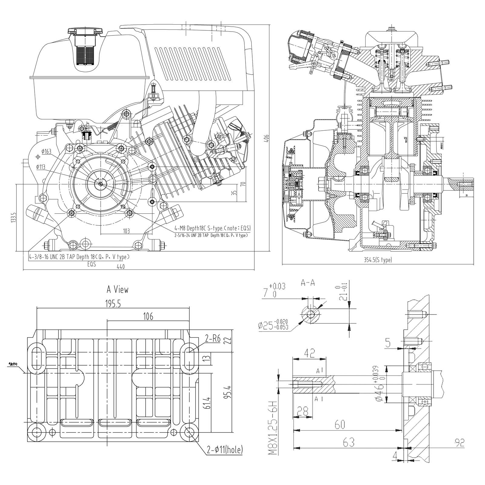 LIFAN 177 Handstart Benzinmotor mit 9 PS Einzylinder für Kleinmaschinen & Karts, luftgekühlter 4-Takt Motor mit 25 mm Kurbelwelle, OHV-Ventilsteuerung & 270 cc Hubraum