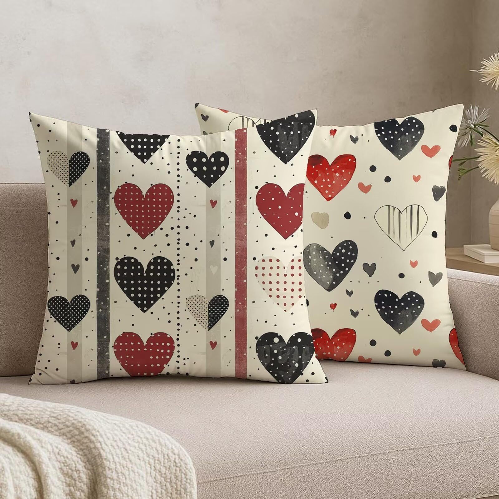 Housses de coussin 45x45 en velours beige pour canapé et lit x2