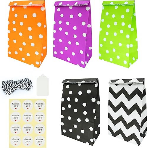 SMINTINE Paquete de 30 bolsas de regalo azules con calcomanías de agradecimiento, etiquetas de papel, cuerda de algodón azul para panaderos, 5 x 3 x