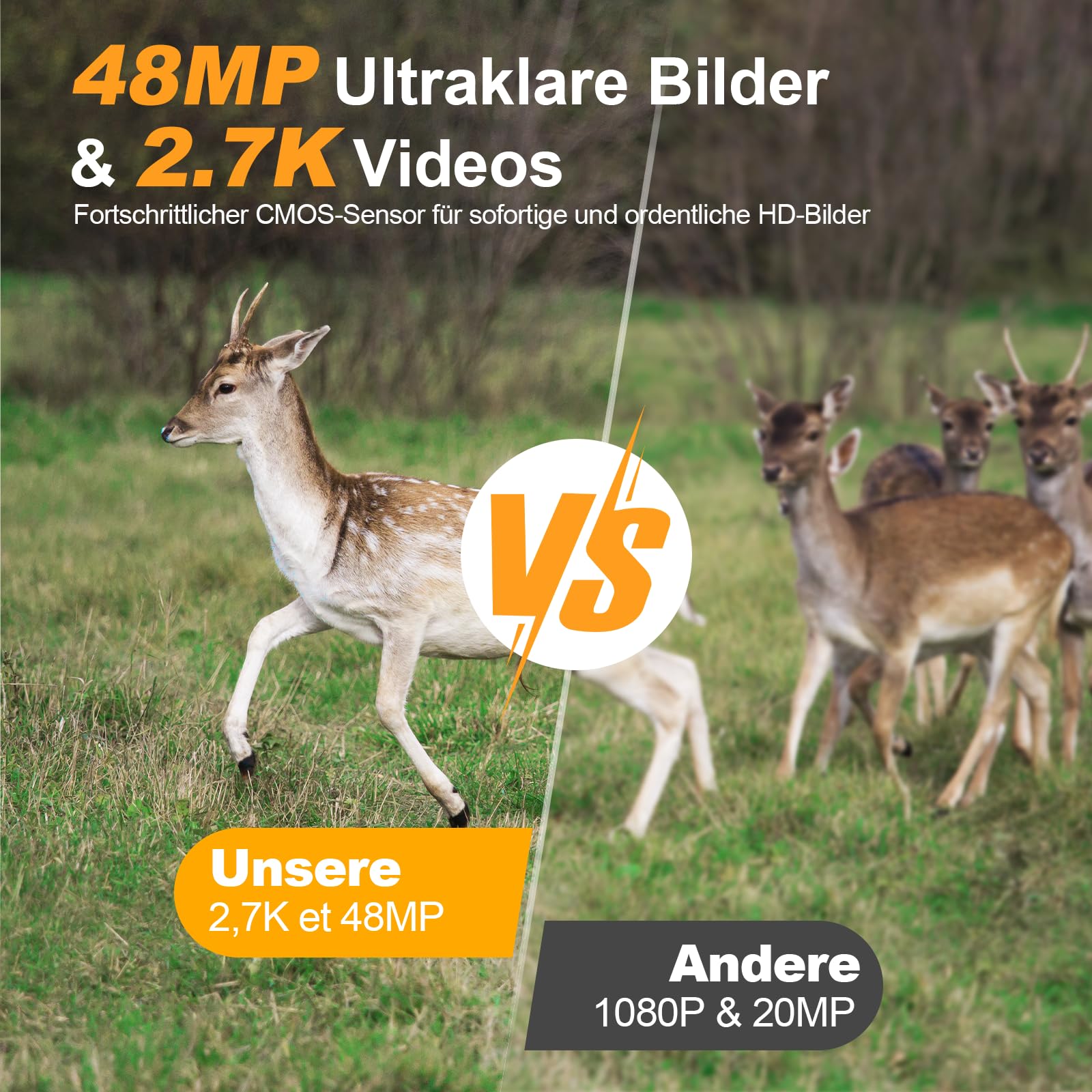 WILDKAMERA 60MP 4K Video Jagdkamera Bewegungsmelder Nachtsicht Mit SD
