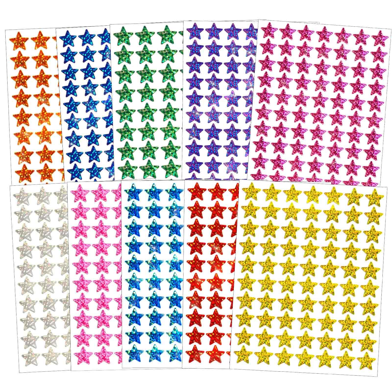 2100 Pcs Star Stickers, 30 Sheets Glitter Star Stickers for Reward Chart 10 Assorted Colorful Reward Sticker