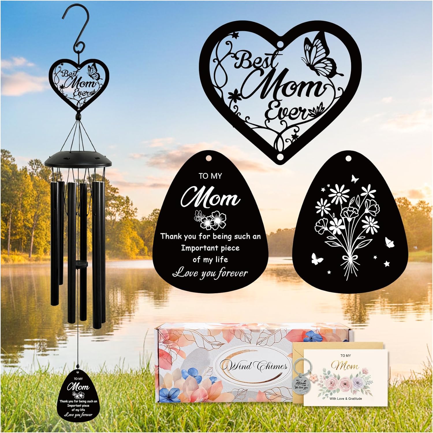 Mom Gift Wind Chimes for Mom Birthday Gift from Daughter Son Valentine Gift Outdoor Wind Chime for Mother Garden Patio Porch Yard Decor