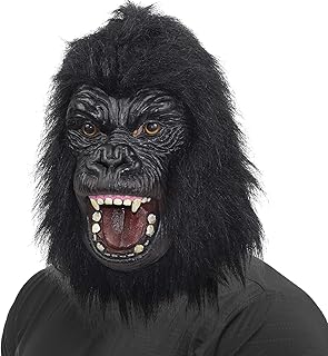 SANZHIGOU Gorilla Mask Novelty Latex Monkey Head Mask, Open Mouth Gorilla Head Mask for Party Festival Halloween Masquerade Fancy Ball(Black)