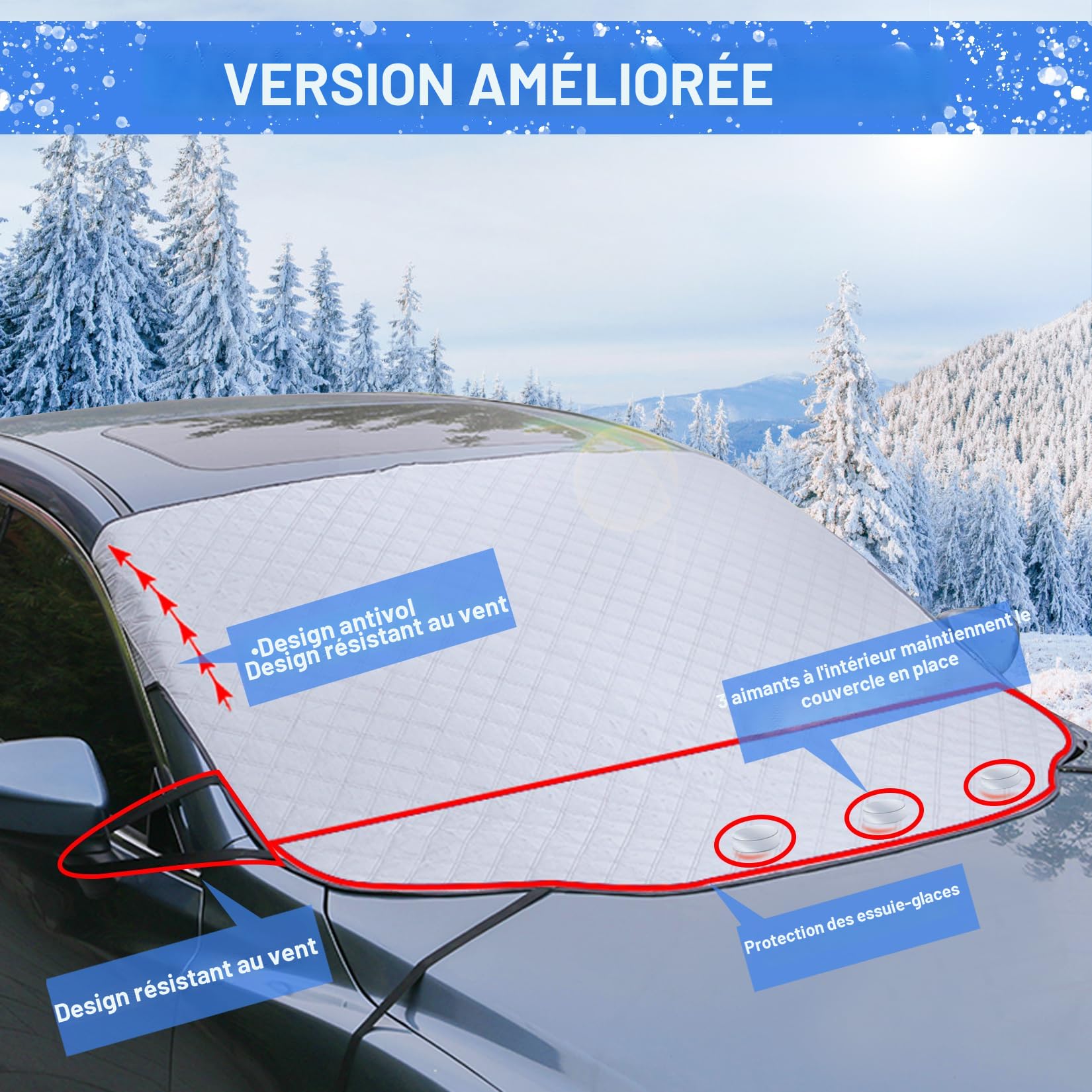 Slykew 1 Housse D'isolation Thermique UV Pour Pare-brise De Voiture, Panneau Occultant Universel Double épaisseur, Pliable, 140 X 69,8 Cm, Imperméable Pour Fenêtre De Voiture Et Camion (argenté