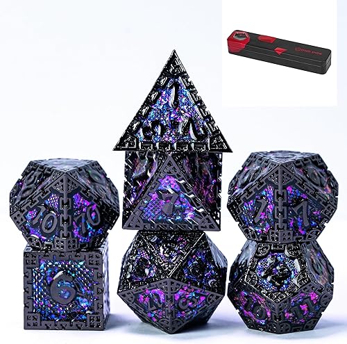 UDIXI Juego de dados de metal DND, 7 piezas de dados poliédricos para D&D, dados de dragón d y d para regalo de mazmorras y dragones, juego de dados