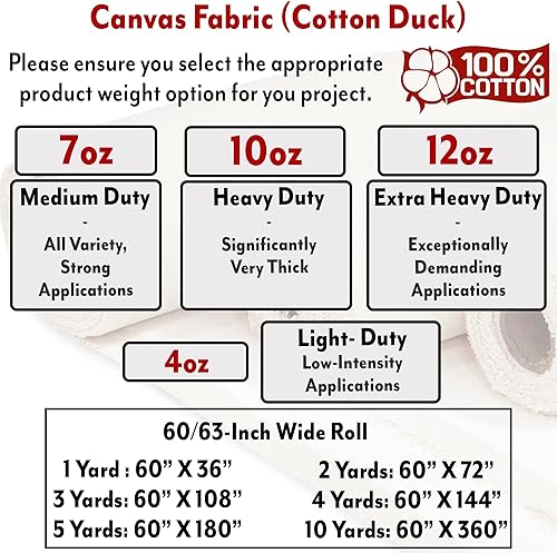 Miniatura 9 de Tela de lona  Pato de algodón  Pesado  Natural 10 oz  62 pulgadas de ancho  Arte y manualidades, respaldos, fundas, manteles individuales (1 yarda)
