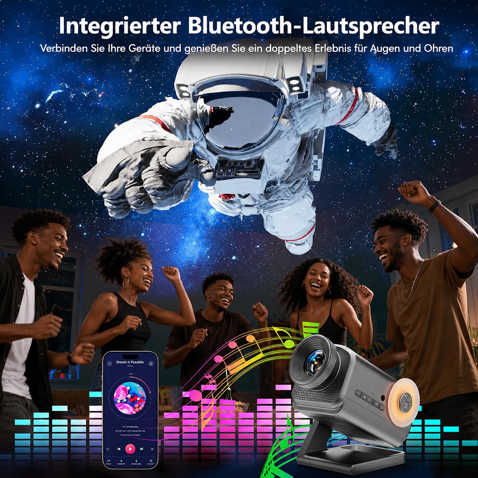 3D Galaxie Projektor 60 HD-Motive geeignet für den Innenbereich grau | Escenas dinámicas: cielos estrellados, océanos, festivales, etc., control remoto y temporizador