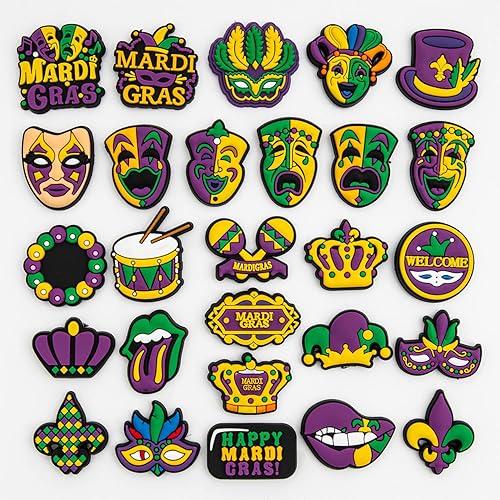 27 dijes de cocodrilo de Mardi Gras decoraciones de PVC Mardi Gras accesorios de Mardi Gras regalos de Mardi Gras regalos de zapatos regalos de