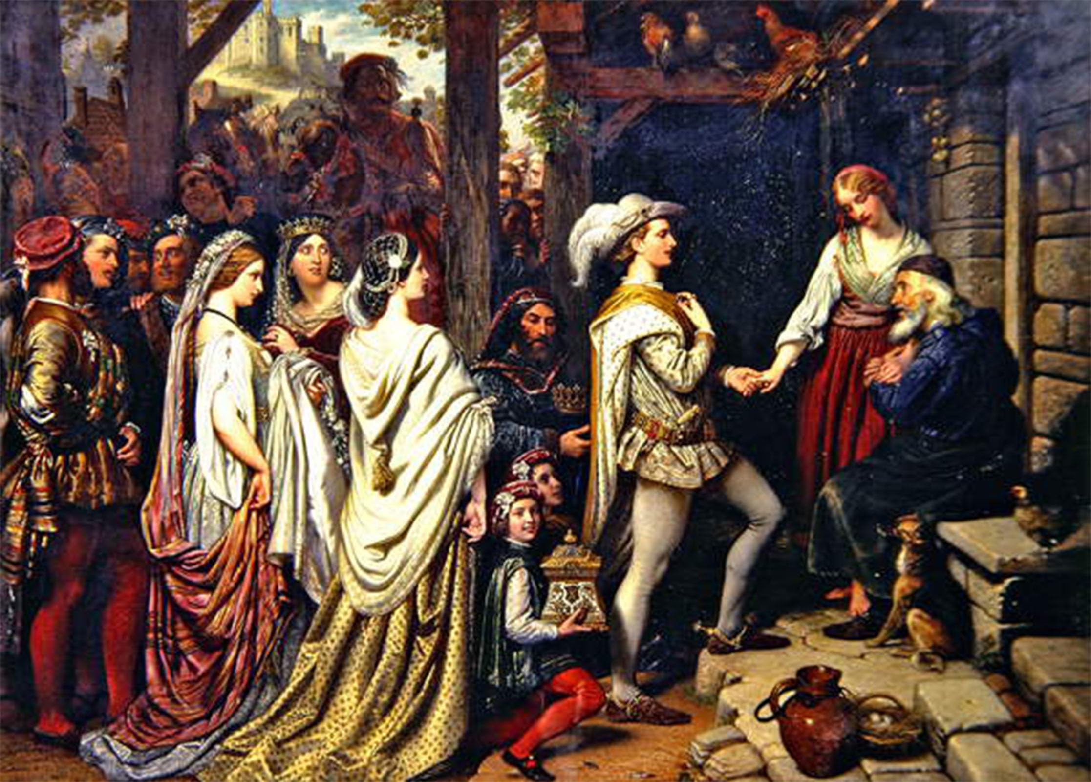 ARTXLXXBN Famous Painting Canvas Artwork Graffiti Print the Marriage of Giselda by Charles West Cope Portrait Canvas Image for Home Decor 60x90cm