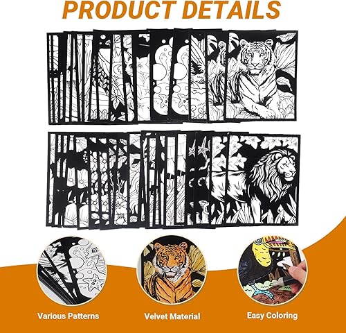 Miniatura 5 de HOTPLACY 48 pósteres de terciopelo mullido para colorear, carteles peludos de animales para colorear para adultos y adolescentes, póster grande,