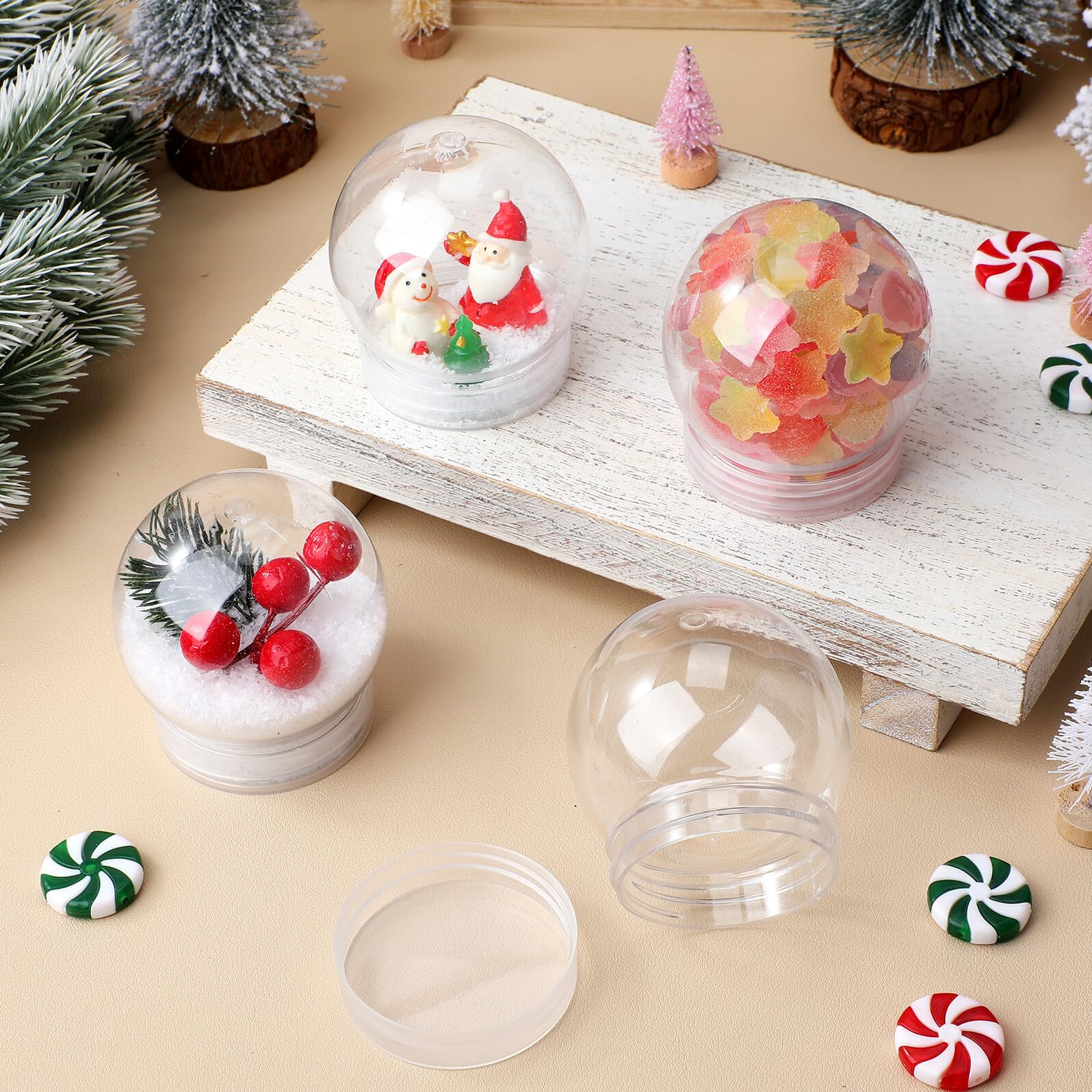 Homoyoyo 10pièces Lot de Mini Boules à Neige Transparentes Vides avec Bouchon à Vis pour Soi-même des Boules à Neige Décoratives