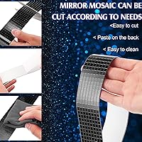 Vista 3 de Queekay 4800 unidades de azulejos de mosaico autoadhesivos de bola de discoteca de vidrio de 0.197 x 0.197 in, mini azulejos de discoteca, cinta