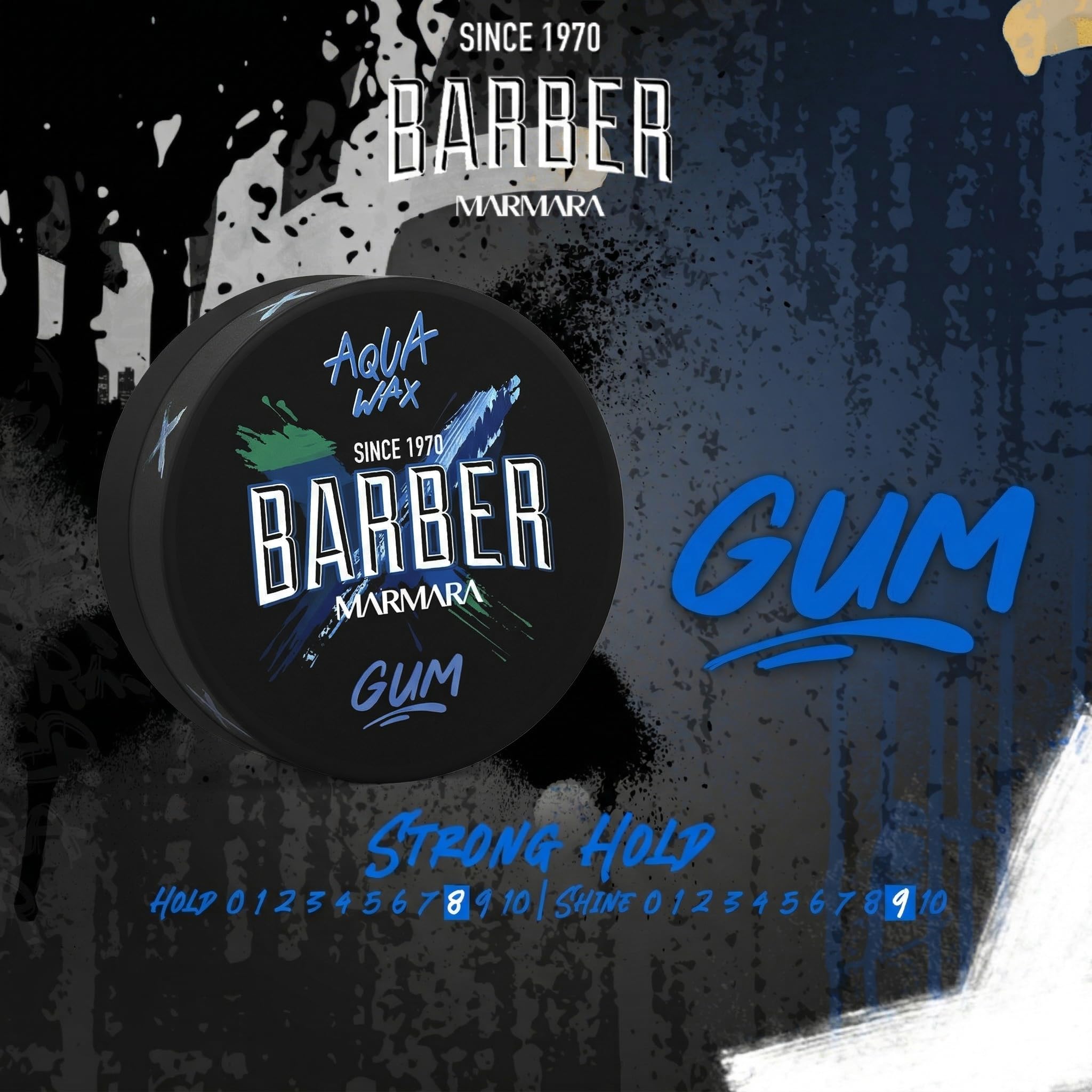 Barber Marmara Aqua Wosk do Włosów Gumowy Mocny Uchwyt Wysoki Blask Żel-Wosk Hybrydowy 150 ml, Wosk do Stylizacji na Bazie Wody dla Mężczyzn, Kontrola Krawędzi, Tekstura, Łatwe Spłukiwanie