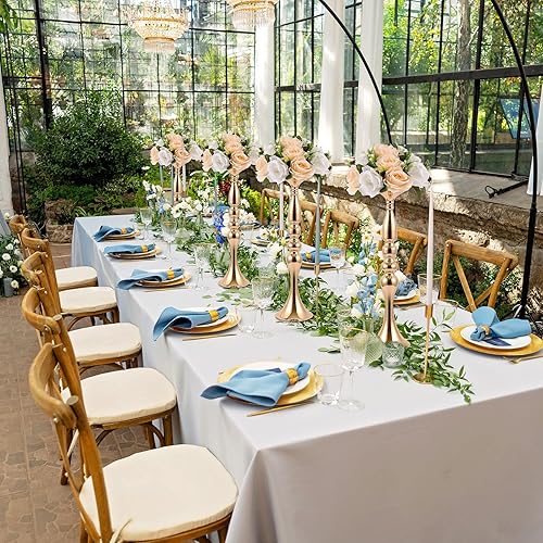 Miniatura 5 de 12 piezas de centro de mesa de metal dorado con flores para mesa alta y versátil para jarrón de flores, soporte para pilar para fiestas, bodas,