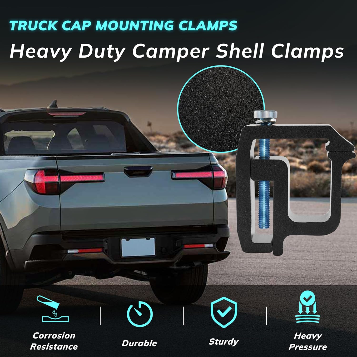 Truck Cap Mounting Clamps, Heavy Duty Camper Shell Clamps for Chevy Silverado Sierra 1500/2500/3500, for Dodge, for Ram 1500/2500/3500, F150 F250, for Mitsubishi, for Toyota (4 pcs)