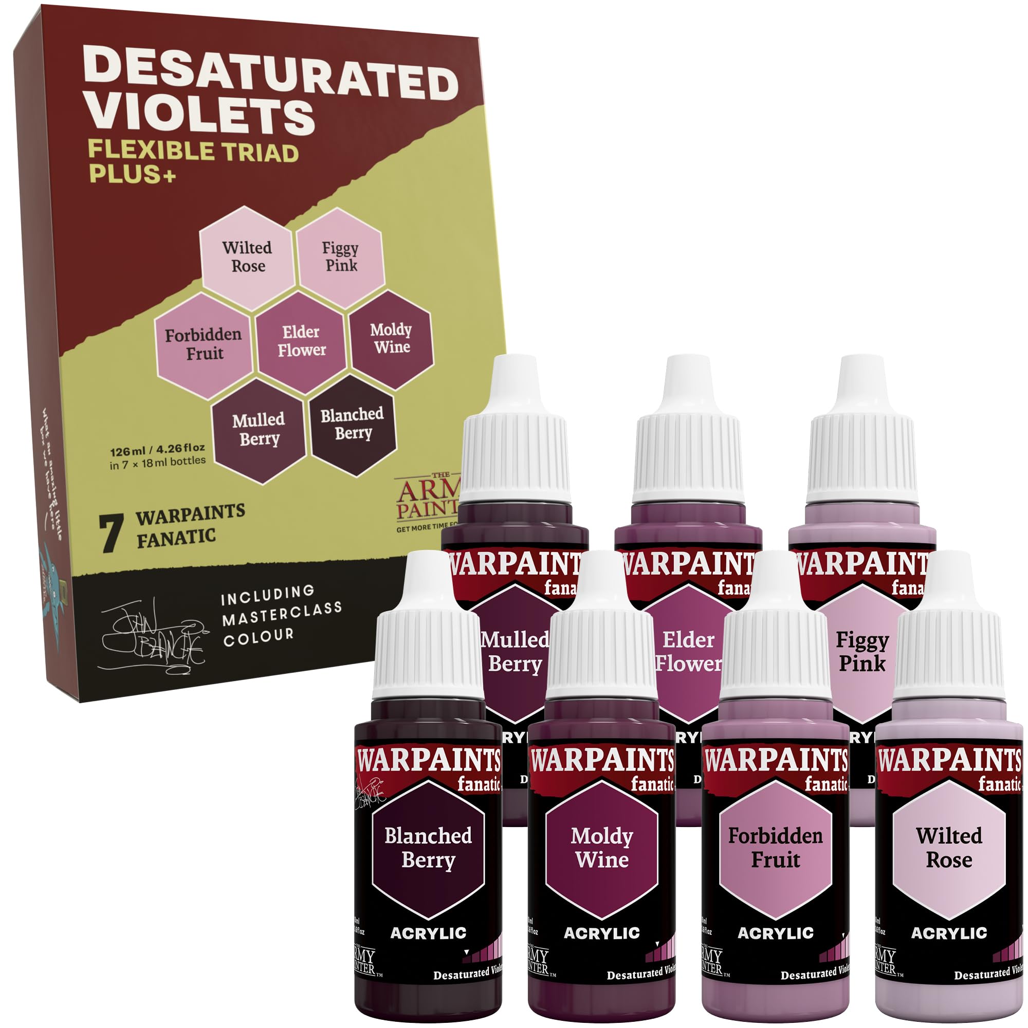 The Army Painter, Warpaints Flexible Triad PLUS+: Desaturated Violets, 7 x 18 ml acrylic paints - Miniature quality hobby paint for Dungeons and Dragons (DnD) & Warhammer Miniatures