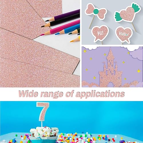 Miniatura 6 de Papel de cartulina con purpurina de oro rosa  Papel de cartulina con purpurina de Sukh A4, papel de manualidades de colores gruesos, caja de regalo