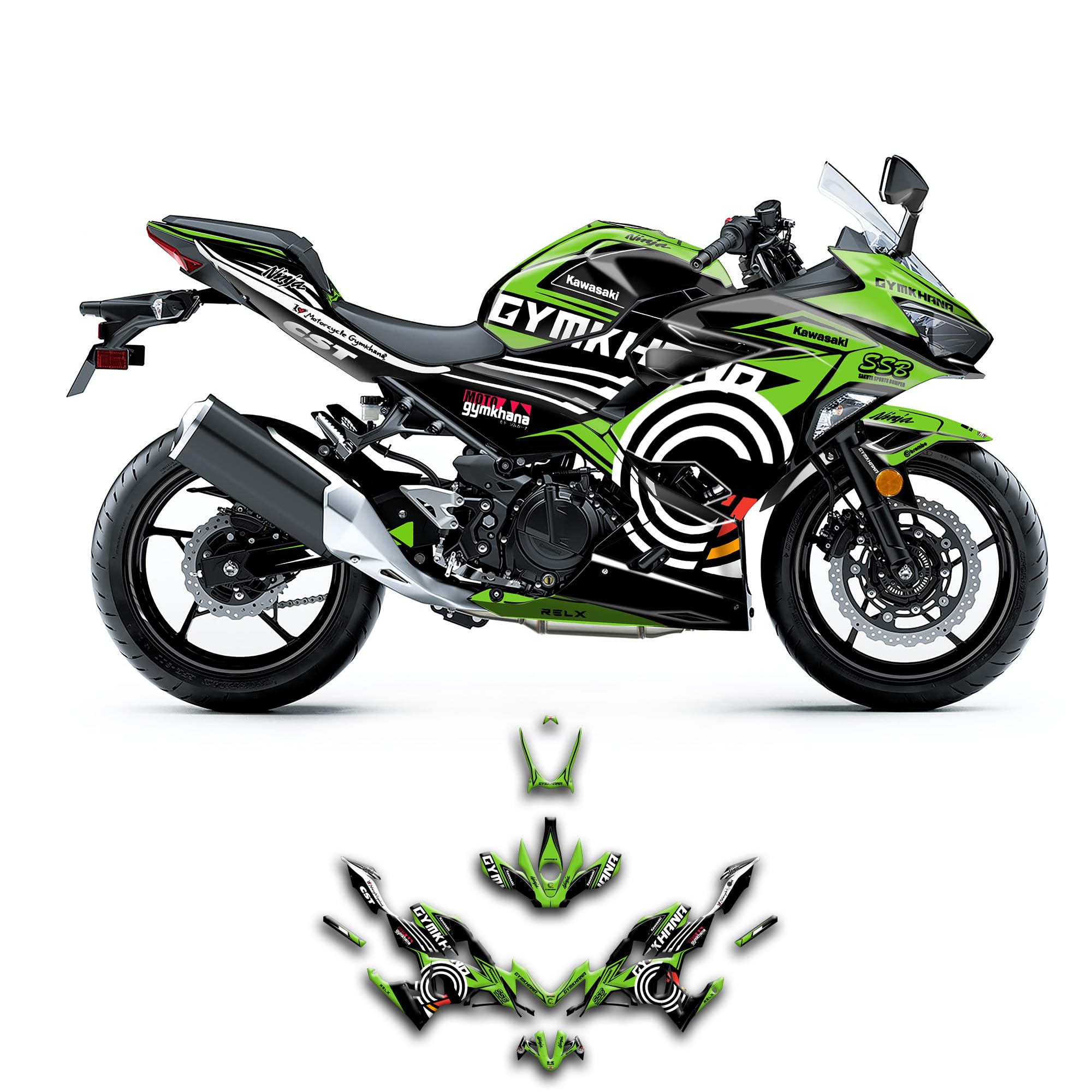 Juego De Calcomanías Para Kawasaki KMX 200 - Kit De Gráficos En Color Negro