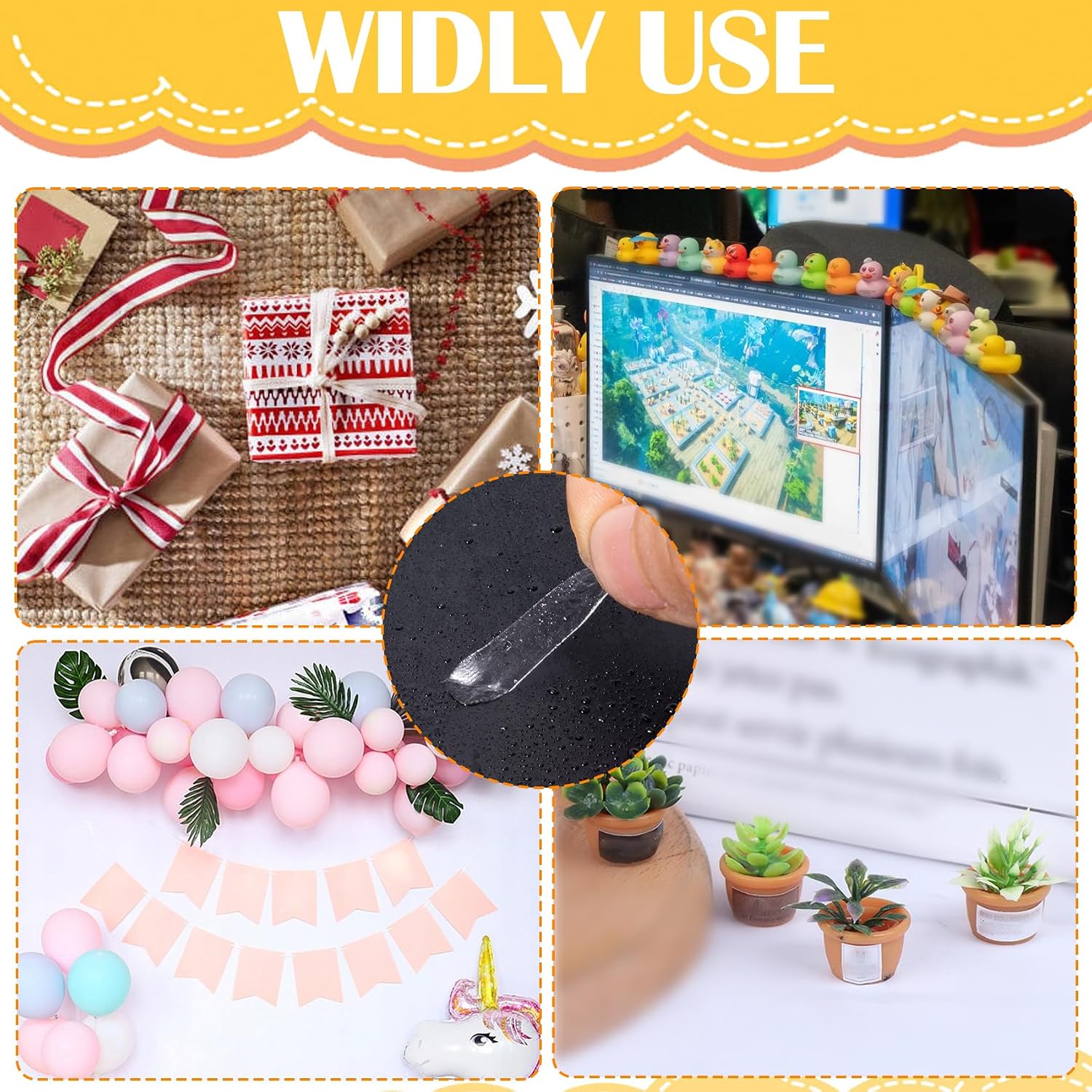 400pcs Double-Sided Oval Sticky Dot Stickers, Clear Removable Sticky Tack Adhesive Dots, Small Waterproof Putty Stickers Adhesives for Poster Picture Photos Decoration