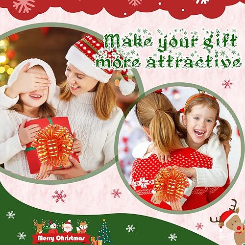 Miniatura 5 de Poen 24 lazos grandes de organza de 6 pulgadas con cinta para envolver regalos, cestas de boda (rojo, dorado)