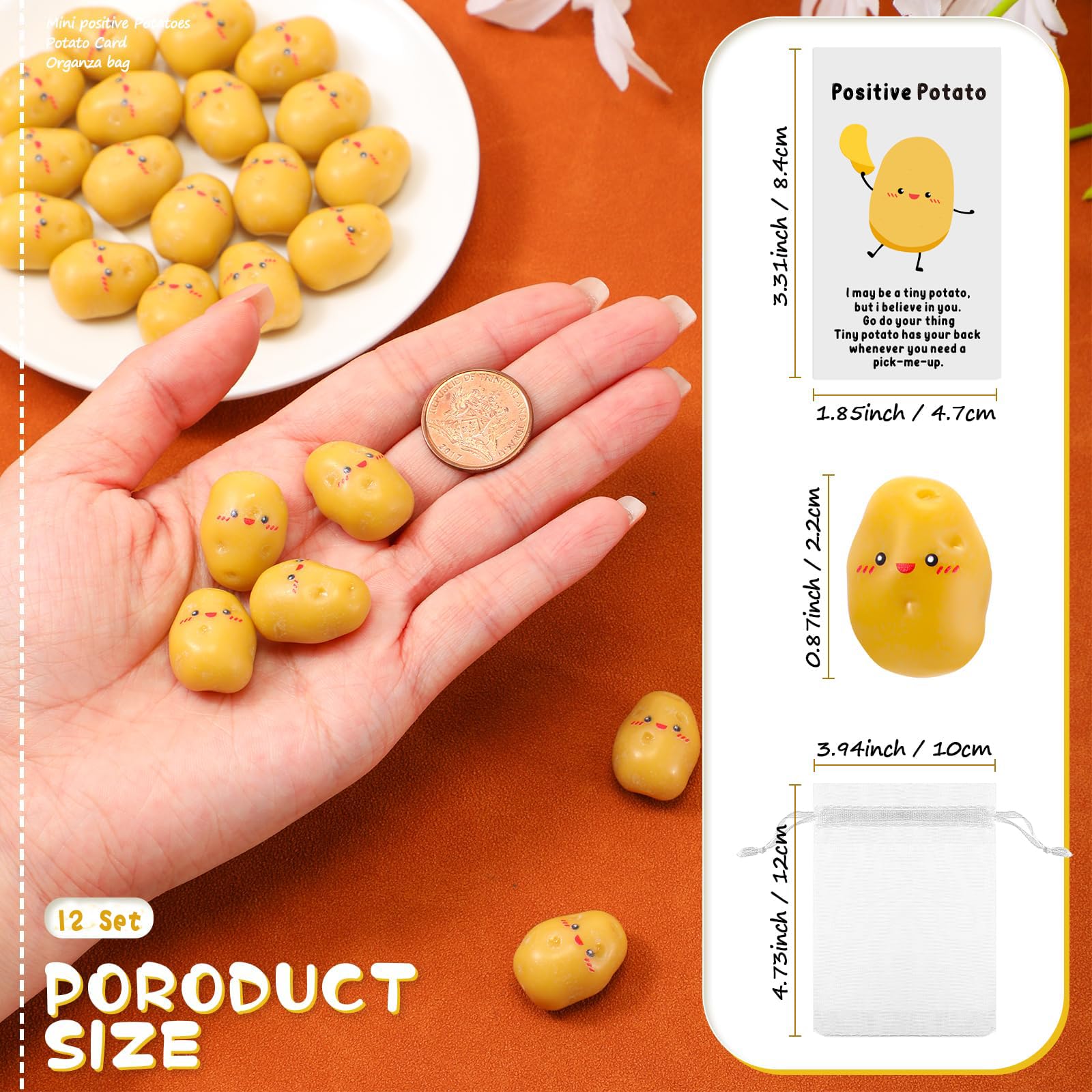 Set Regalo Positive Potato – 4 Pezzi Fatti A Mano: Ape, Maialino, Tartaruga E Patata Portafortuna