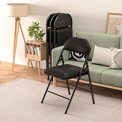 Miniatura 2 de Sillas plegables con asientos acolchados, sillas plegables portátiles con marco de acero para el hogar y la oficina, eventos de fiesta de boda,