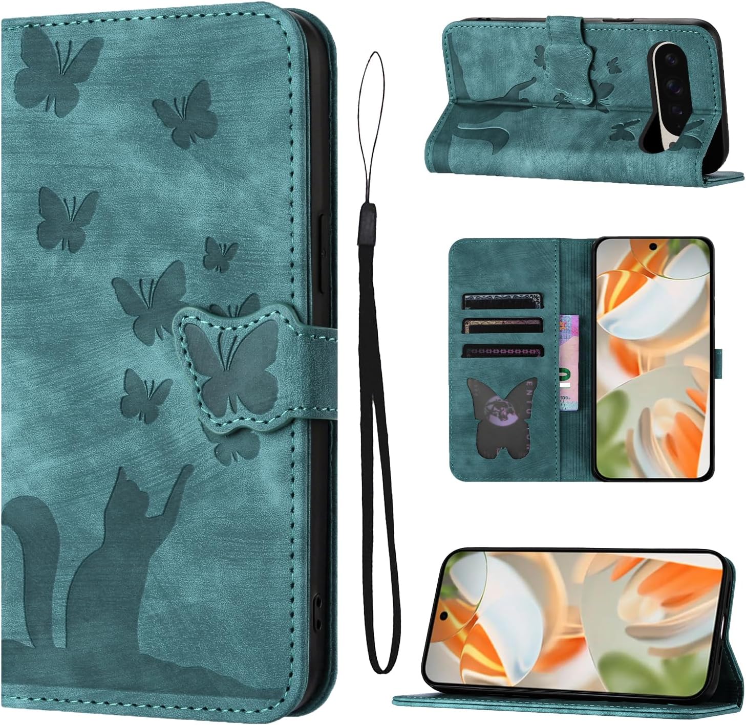 Case for Google Pixel 9 Pro XL 6.73 Inch PU Leather Material Cover Pixel 9 Pro XL with Card Slot Cover Google Pixel 9 Pro XL Green