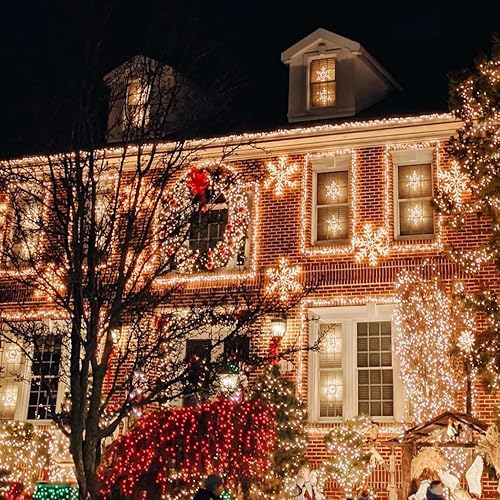Vista 120 de TW SHINE Luces de Navidad, 200 luces LED de 66 pies para exteriores enchufables con 8 modos, luz impermeable para exteriores, decoraciones de Blanco