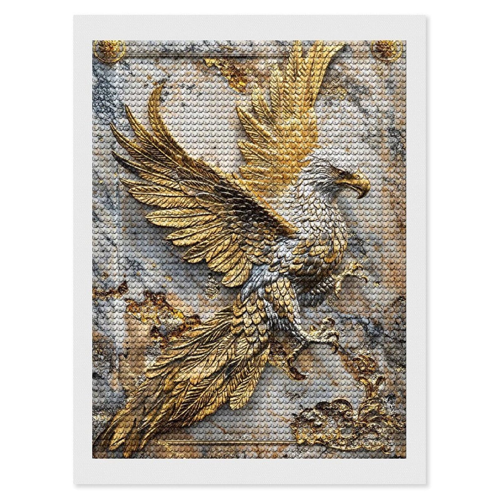 Junmoney Majestic Eagle Elegance Diamond Art Kit 12"x16", Relaxing DIY Hobby, Satisfying Creative Project, Living Room Decor, for Women