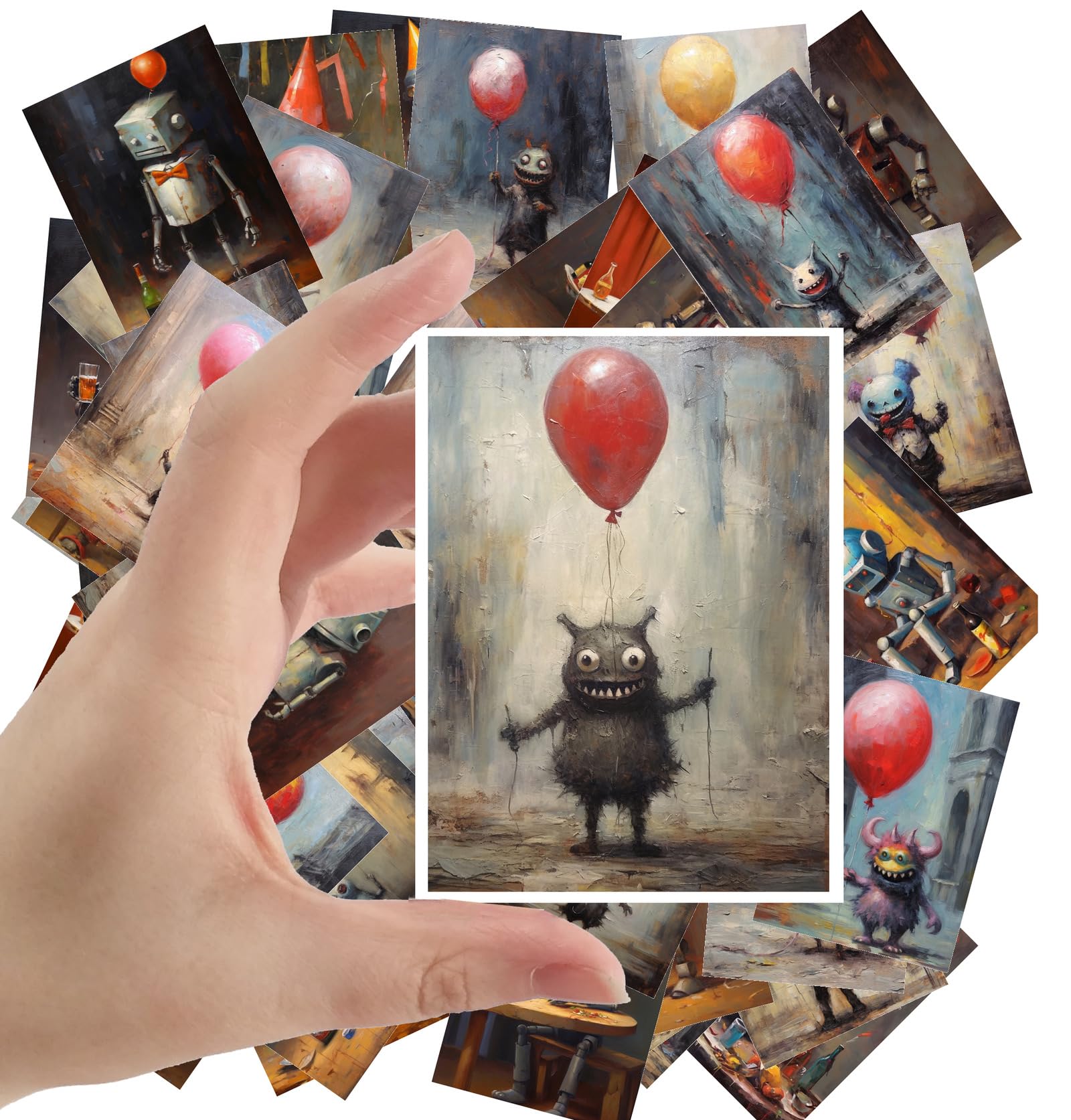 Autocollants robots et créatures vintage grand format pour décorer facilement vos cartes de vœux