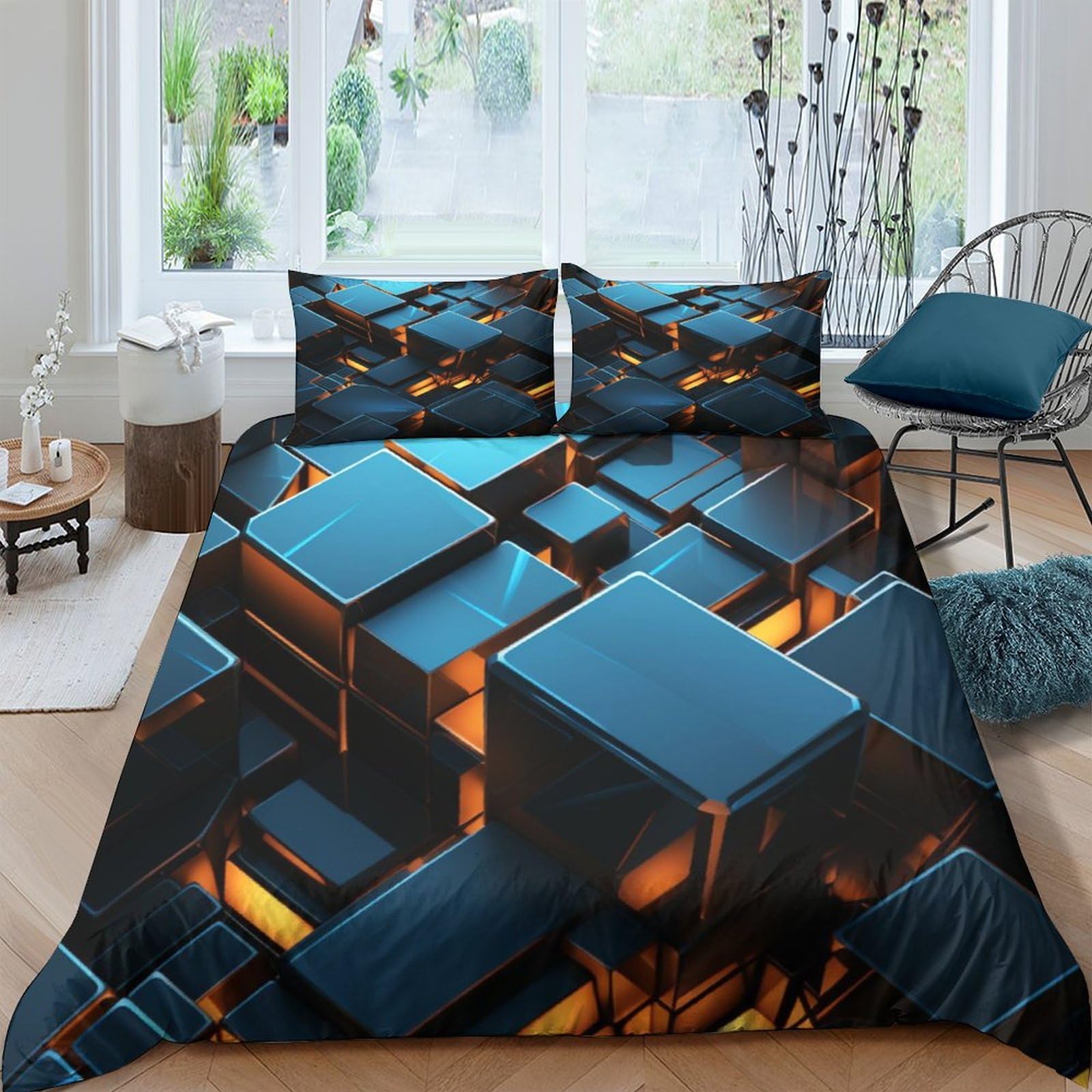 Housse de couette 3D et parure de lit microfibre King 220x240cm ado adulte